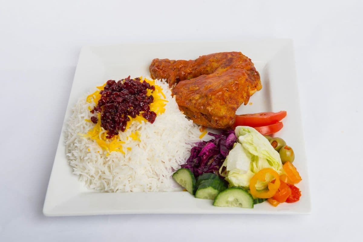 11. Chicken Leg with Bone (on Zereshk Polo)