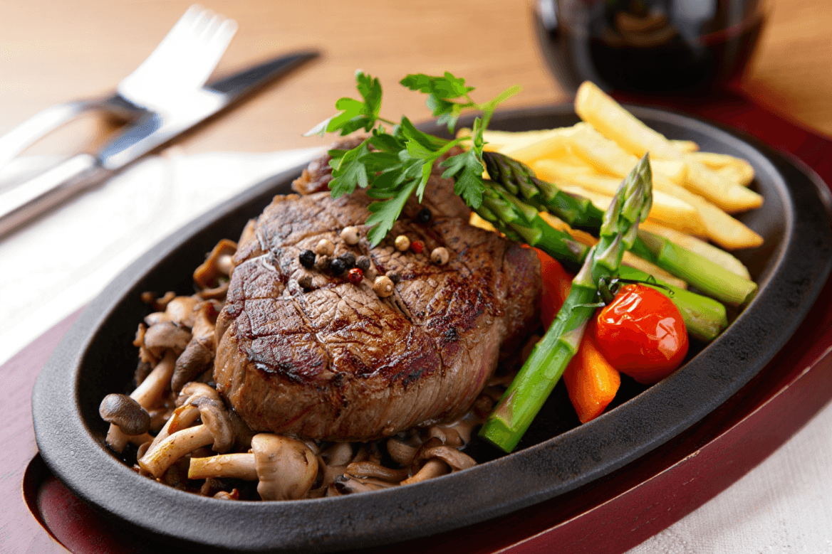 Sizzling Peppercorn Steak and Mushrooms