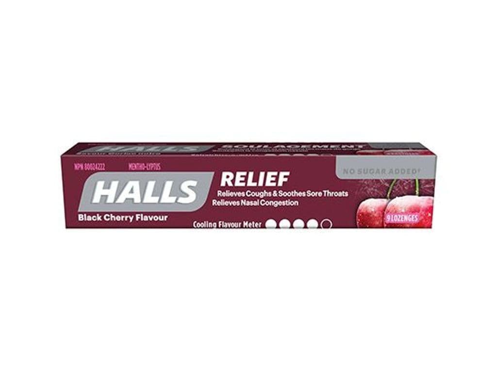 HALLS BLACK CHERRY FLAVOUR 9 LOZENGES