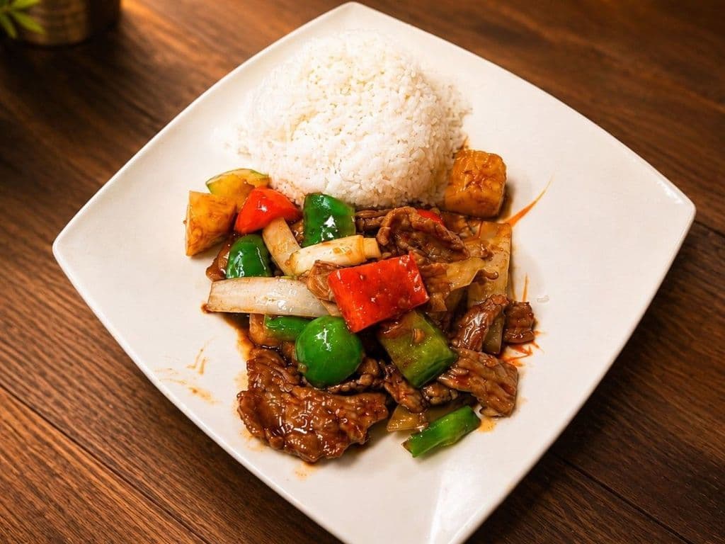513. Satay Beef Stir Fry on Rice