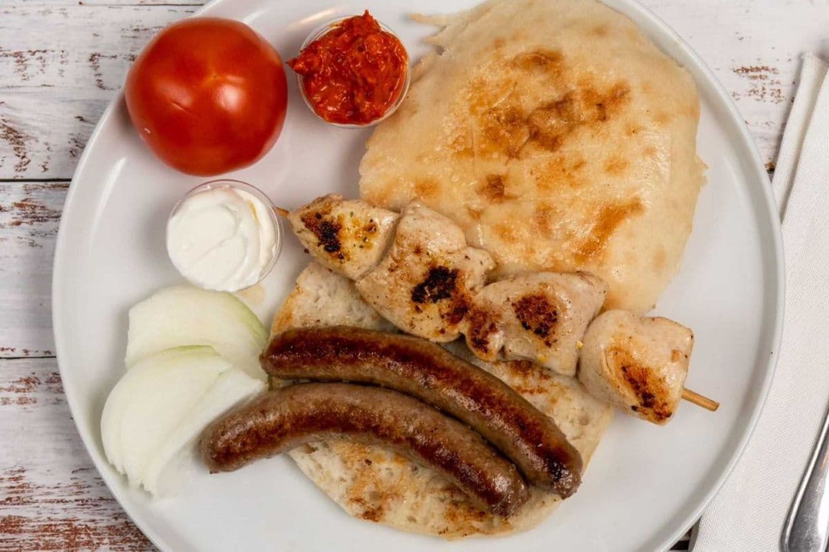 Chicken Souvlaki Grilled Veal Sausage Combo