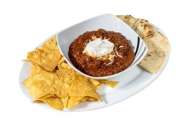 Home Style Beef(Halal) Chili, Chips & Pita