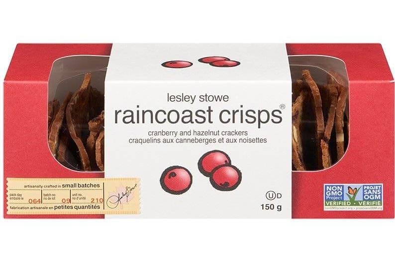 LESLEY STOWE CRANBERRY AND HAZELNUT CRACKERS 150G