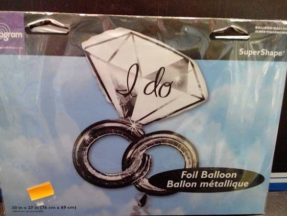 30x27" Ring Shape Foil Balloon - I do (Diamond Ring Shape)