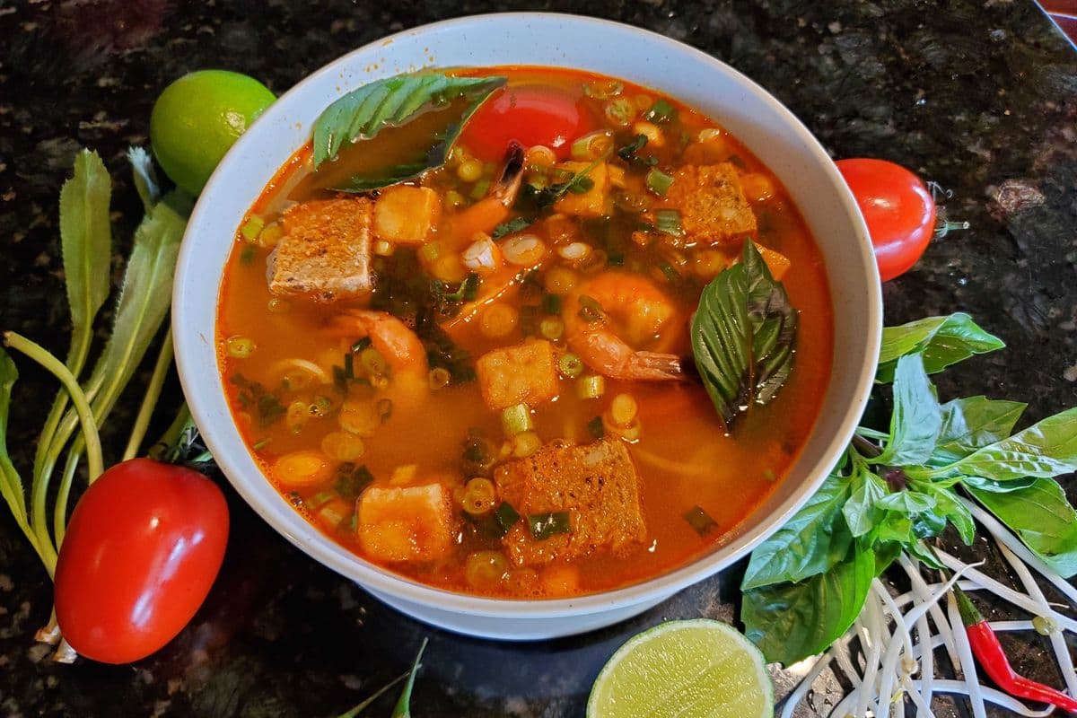 D47. Vietnamese Tradition Special Noodle Soup Bun Rieu