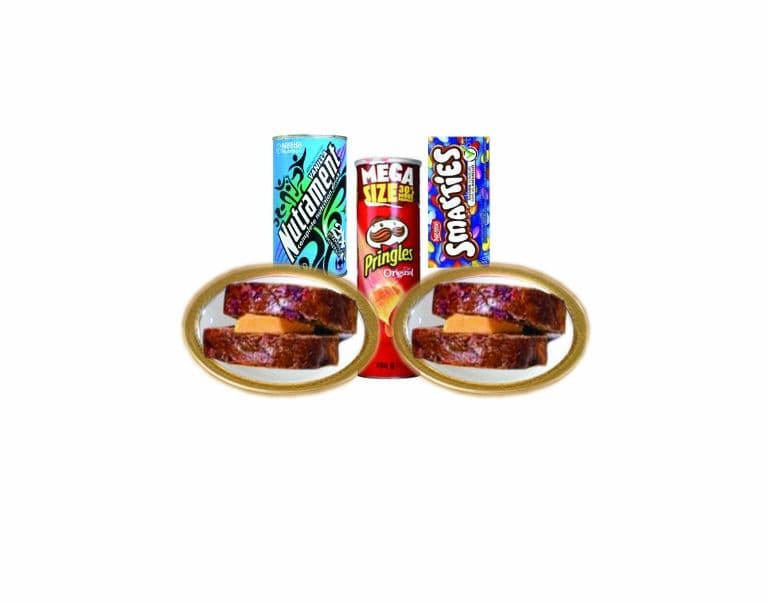 Two Jamaican Bun and Cheese - Smarties - Pringles Nutrament