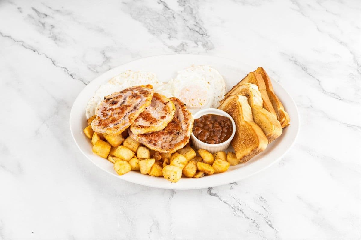 Three Eggs Any Style with Peameal