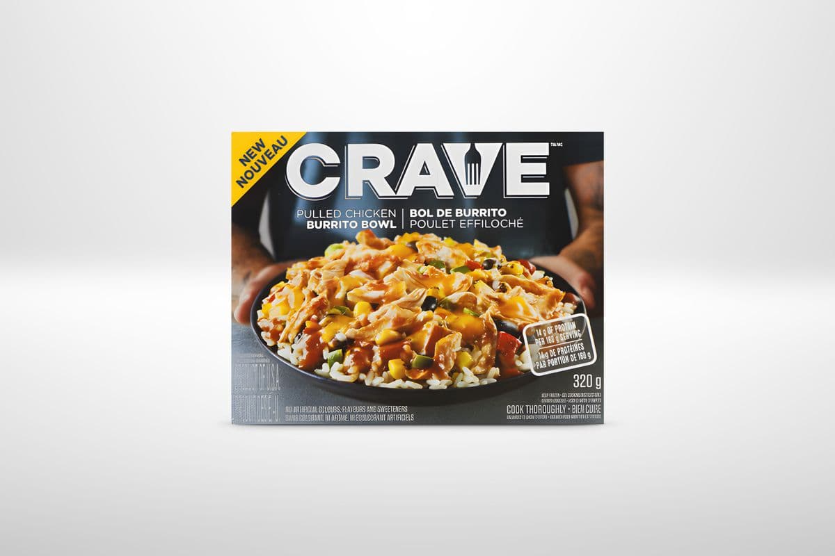 CRAVE Pulled Chicken Burrito Bowl Frozen Meal (320 g)
