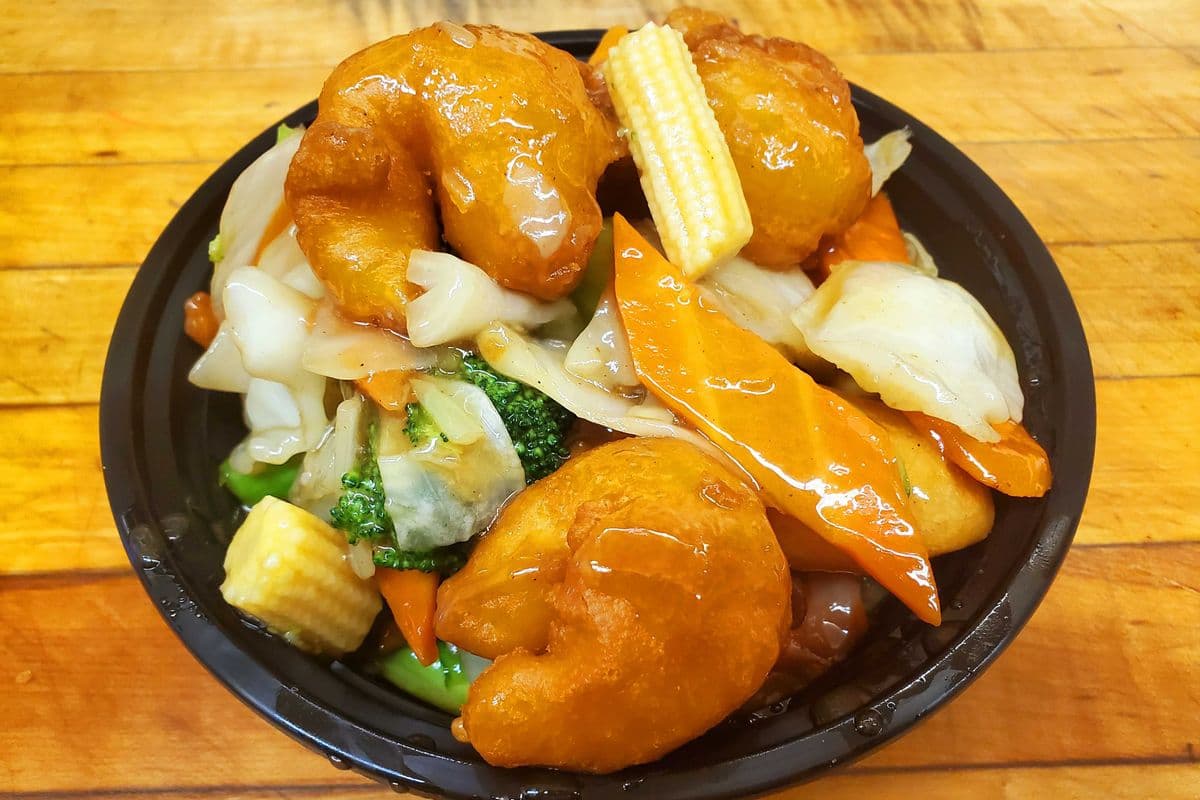 90A. Deep-Fried Shrimp with Mixed Vegetables