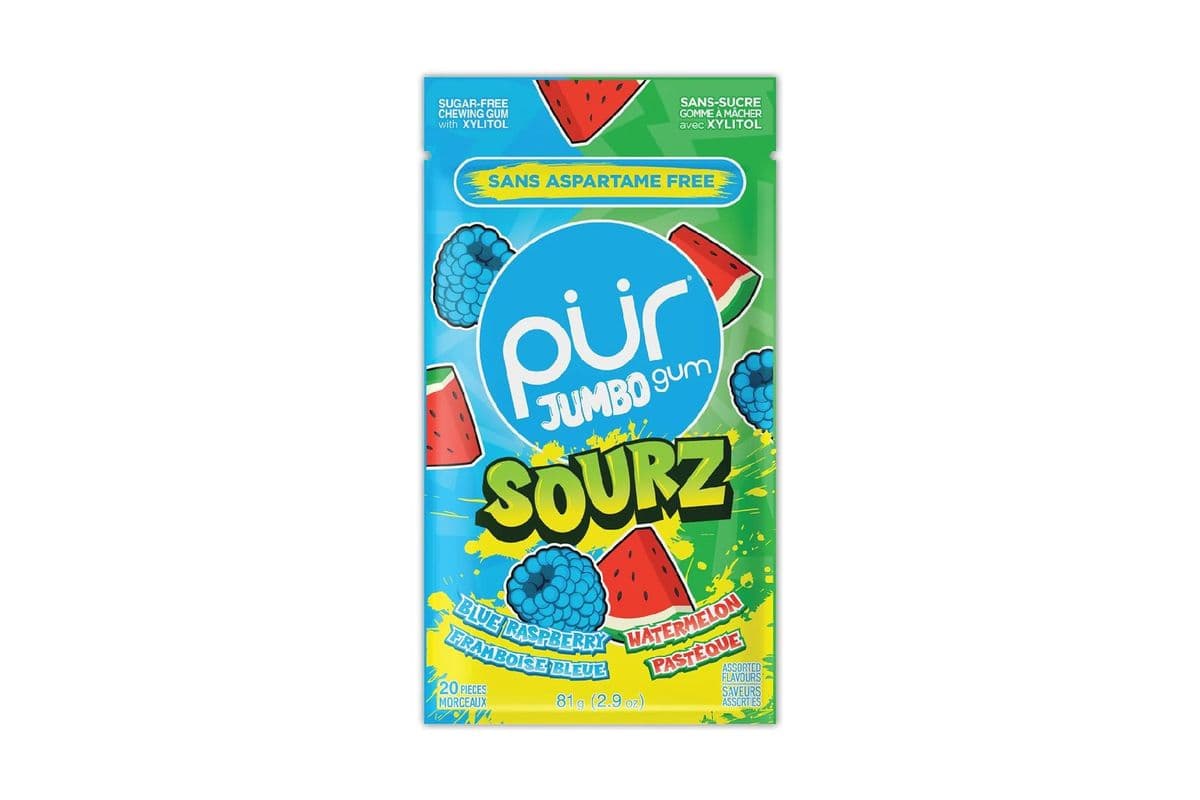 PUR Jumbo Gum - Sourz Blue Raspberry & Watermelon (81 g) 1024557