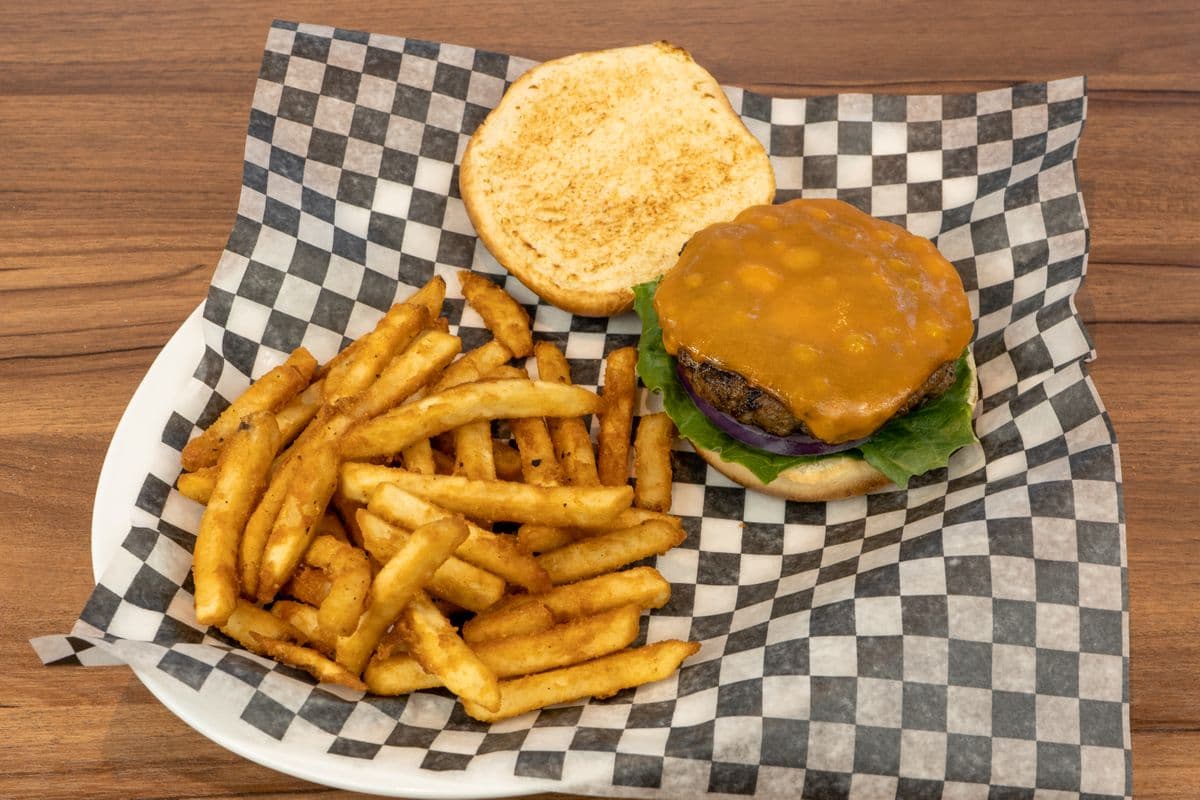 Cheese Burger with fries