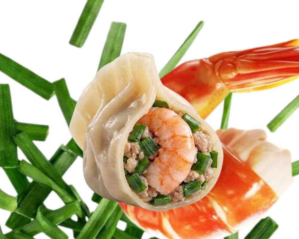 24.Tiger Shrimp, Pork & Chive Dumpling / Crevettes tigrées, Porc et Poireau Dumpling