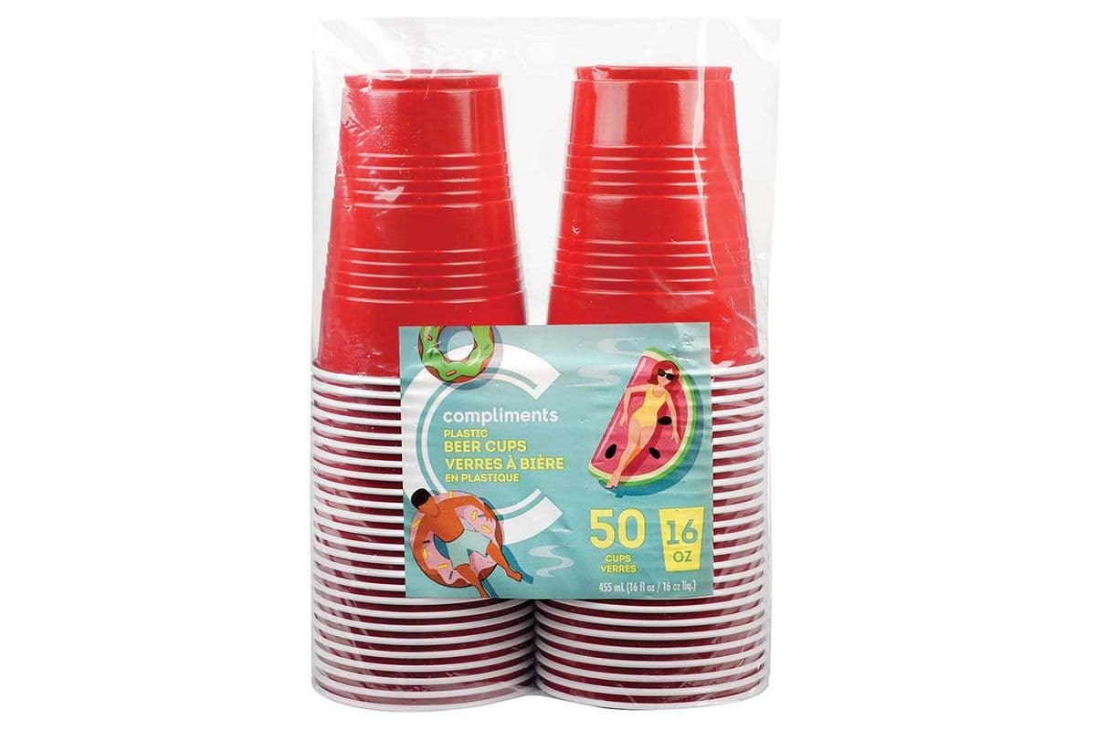 Compliments Plastic Beer Cups Red (50 x 16 oz)