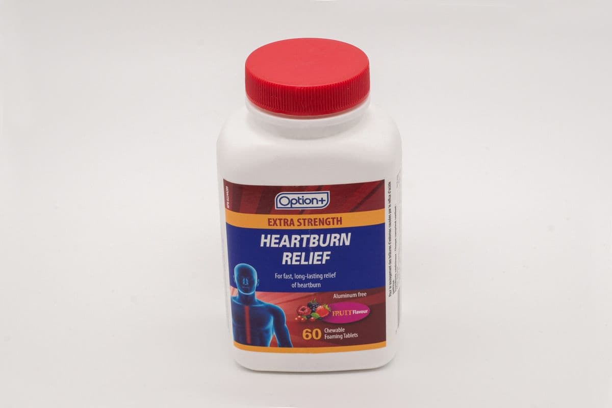 Option + heartburn relief chewable foaming tablets fruit flavour (60)