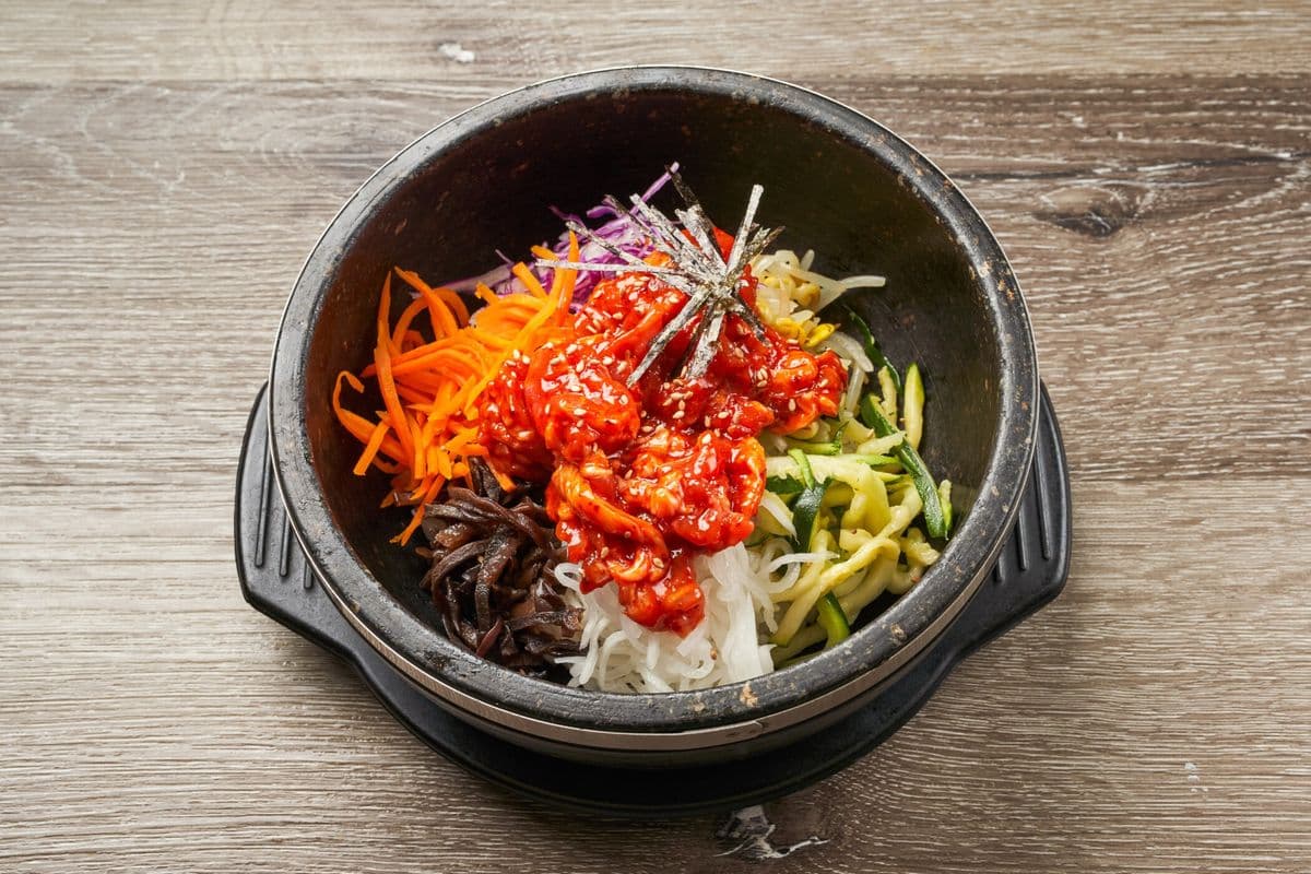 79. Hot Stone Pot Bibimbap with Spicy Pork Bulgogi