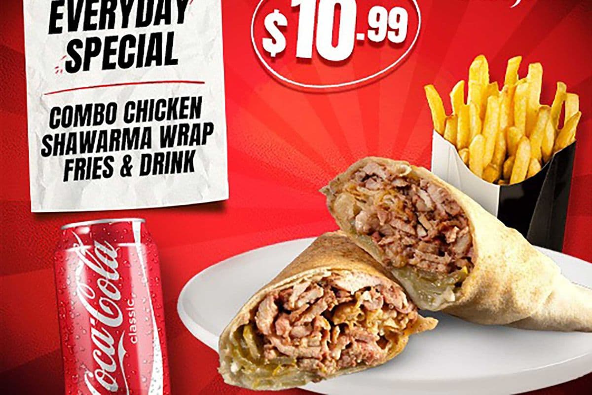 Combo Chicken Shawarma Wrap + Fries + Drink