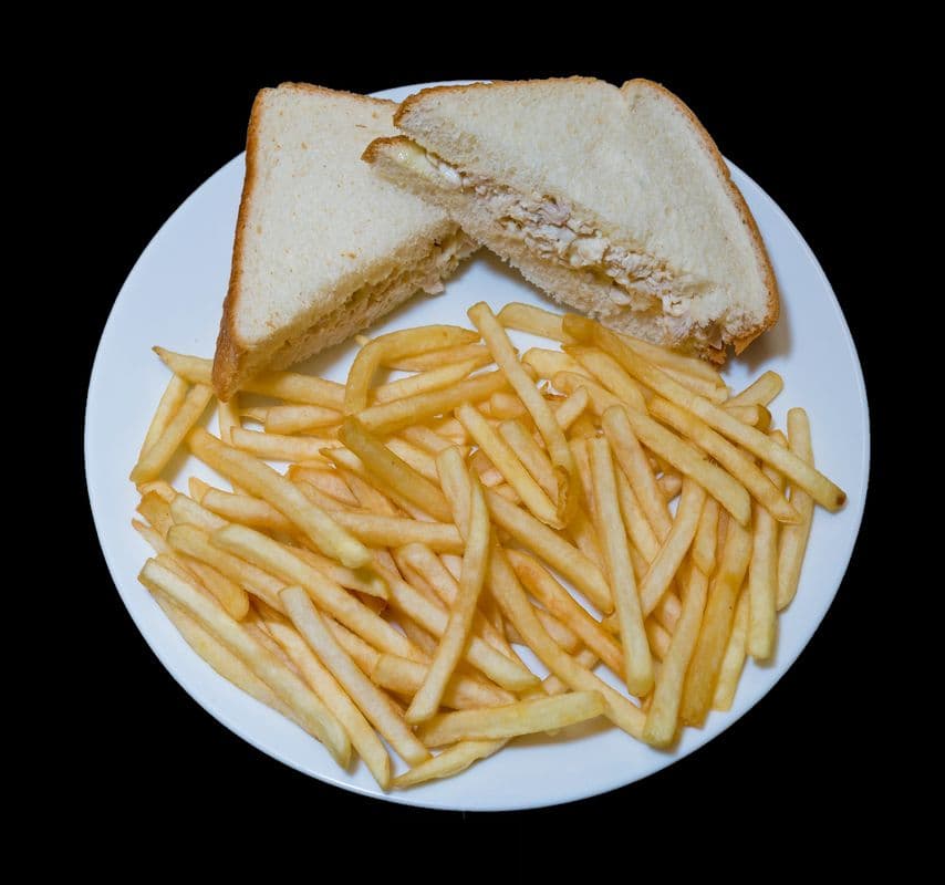 Chicken Salad Sandwich with fries