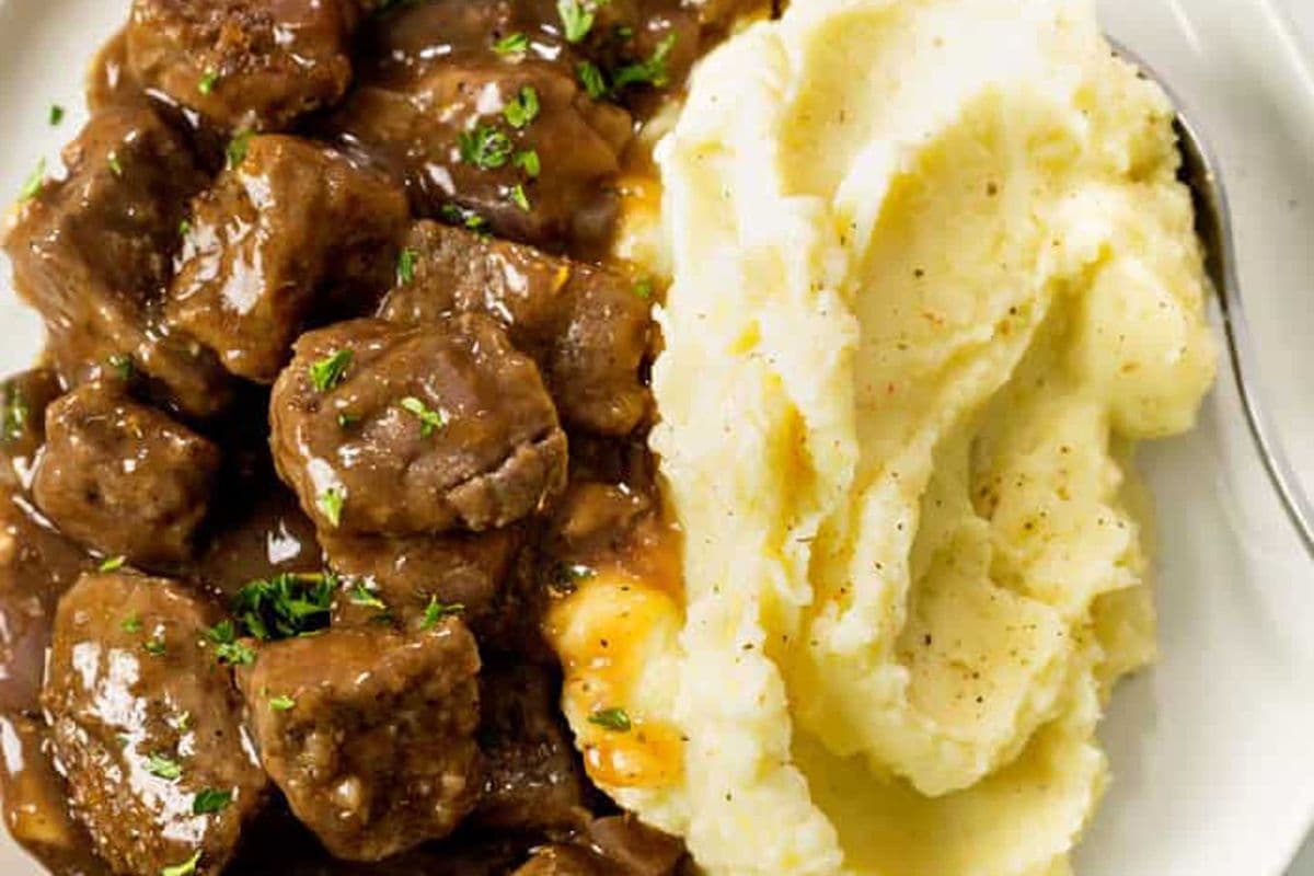 Beef Stroganoff over mashed potato or other side