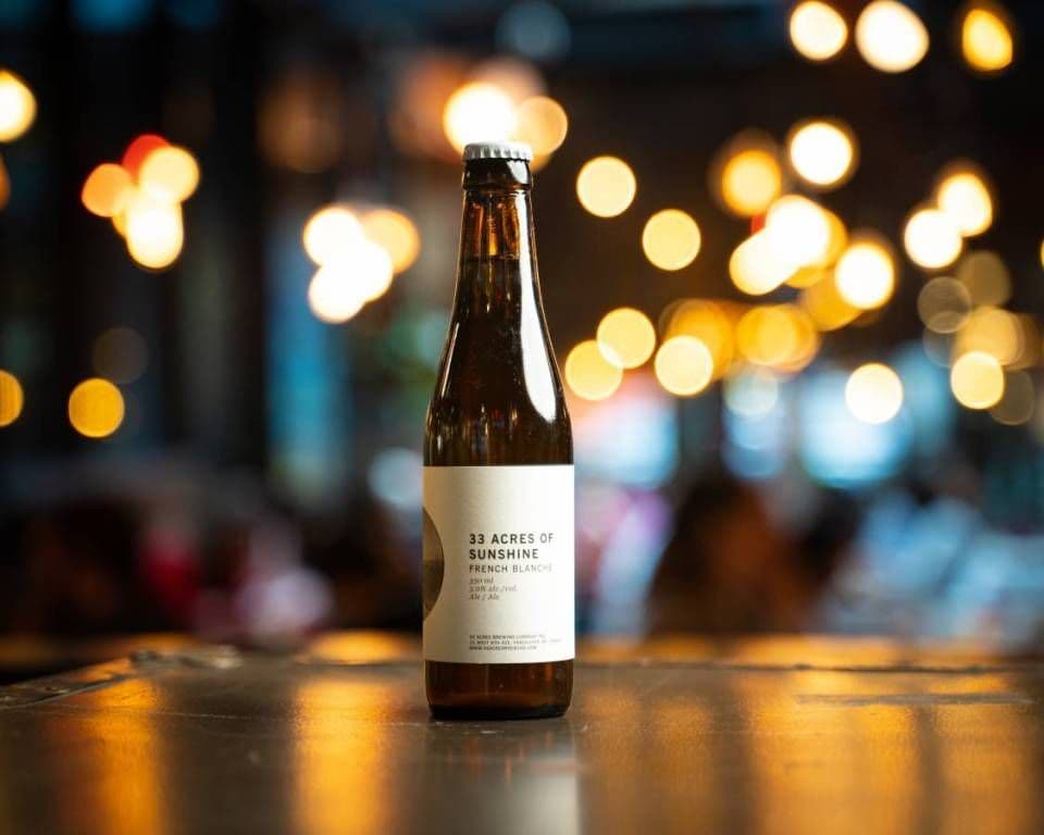 33 Acres of Sunshine French Blanche, 330ml Bottled Beer (5% ABV)