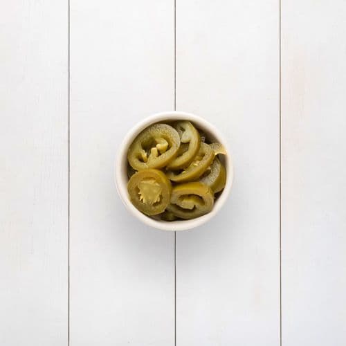 Sliced, pickled jalapeños