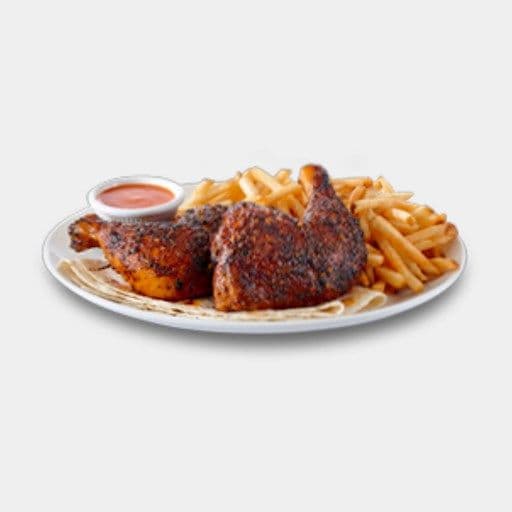 Repas deux cuisses de poulet saveur piri piri / Two chicken leg meal piri piri flavor