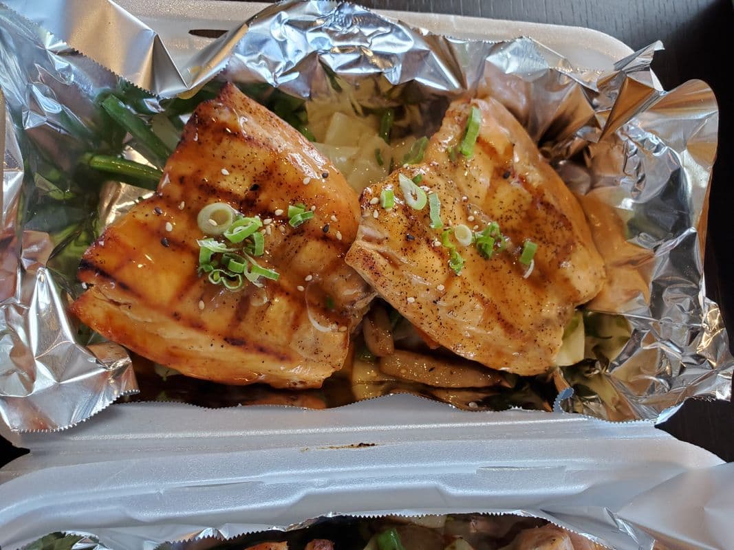 404. Salmon Teriyaki dinner