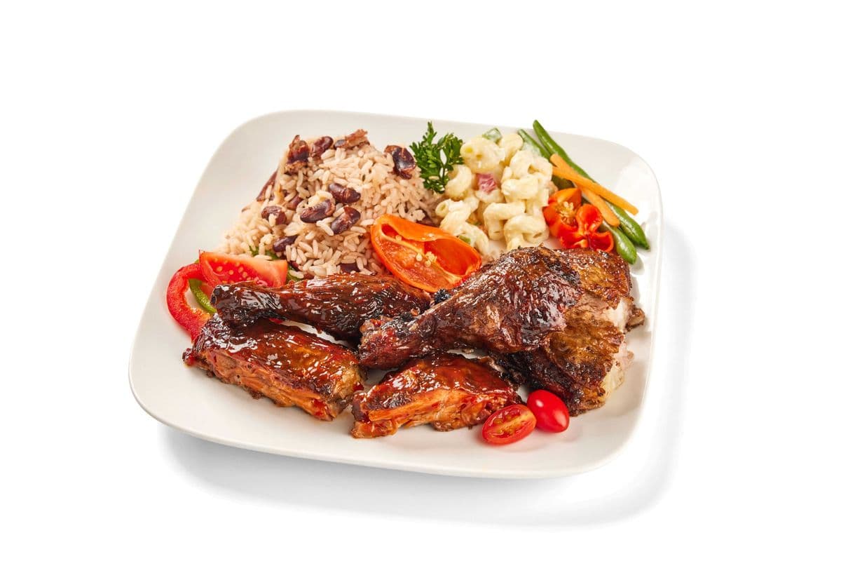 Jerk Chicken and Barbecue Chicken Meal
