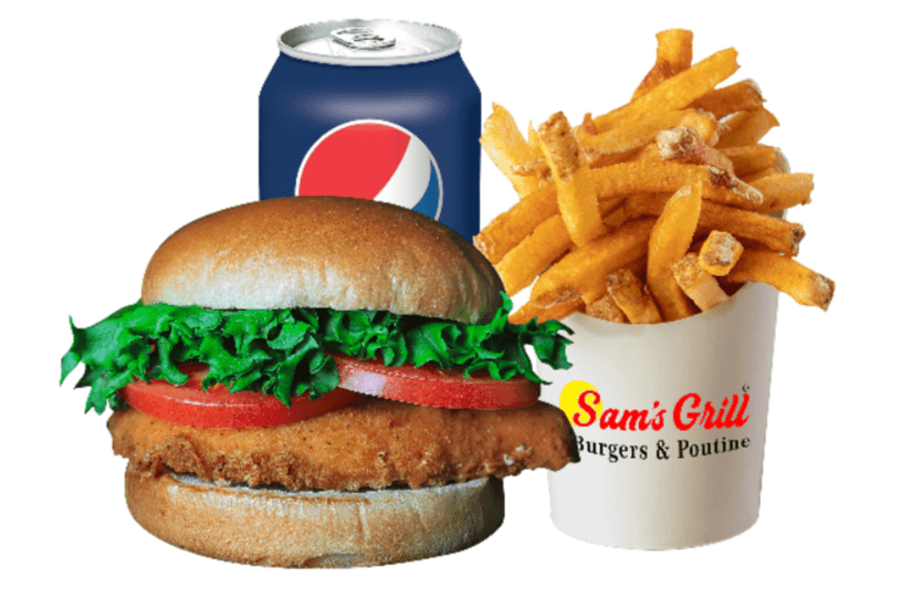 Breaded Chicken Burger and Fries Combo (Halal)