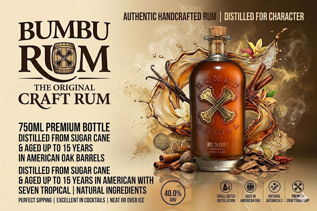 BUMBU THE ORIGINAL CRAFT RUM (750ML) 40.0% ABV (1 x 750 mL)