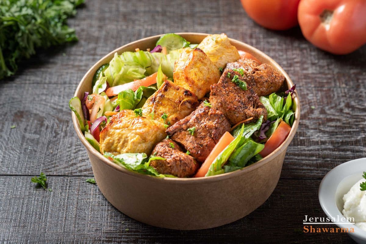 Shish and Lamb Kabab Salad Bowl