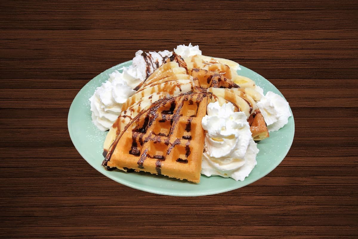Chocolate Banana Waffle (with whipped cream)