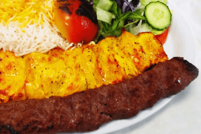 12. Salari Kabob with Rice and Salad