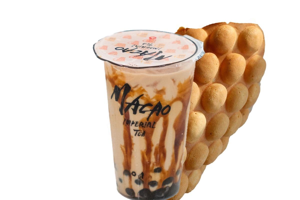 Black Sugar pearl milk Tea w/ original Bubble waffle