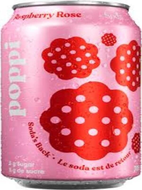 Poppi Soda Framboise et Rose 355ml/ Poppi Soda Raspberry Rose 355ml