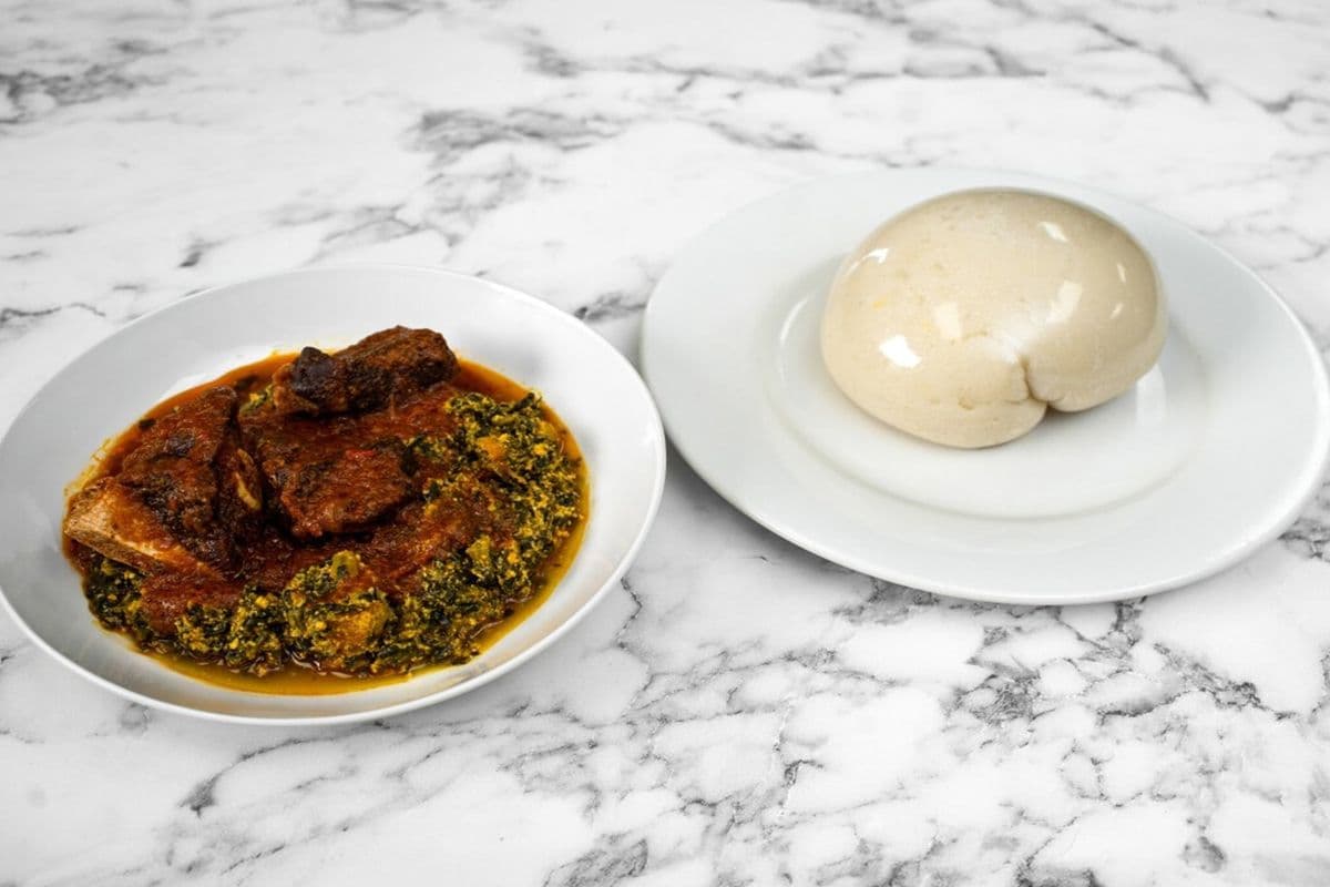 Pounded Yam And Egusi Soup With Goat