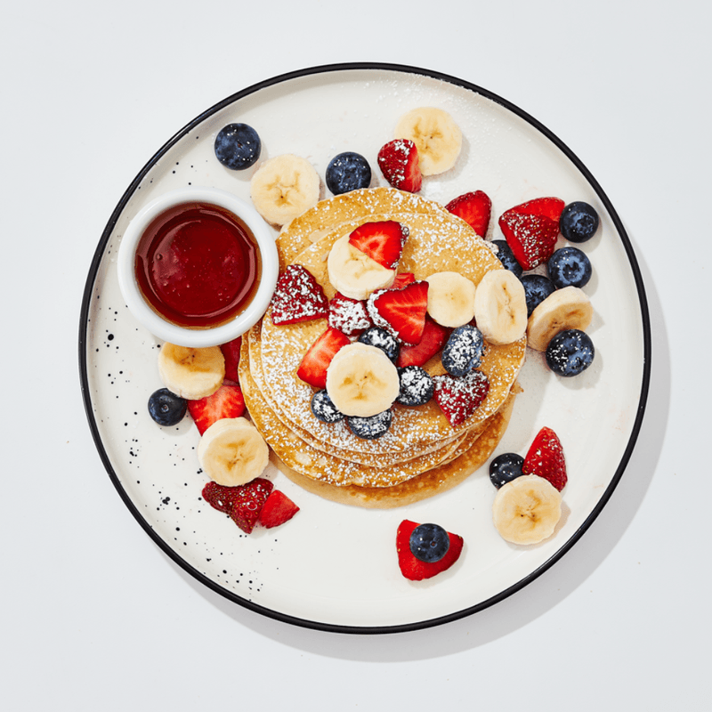 Pancakes 5 étages aux Fruits / Stack of 5 Pancakes with Fruits