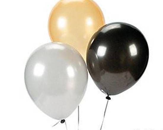 3 Balloons Bundle - ( 11" Black Latex 1 + 11" Silver Latex -1 + 11" Gold Latex 1 )