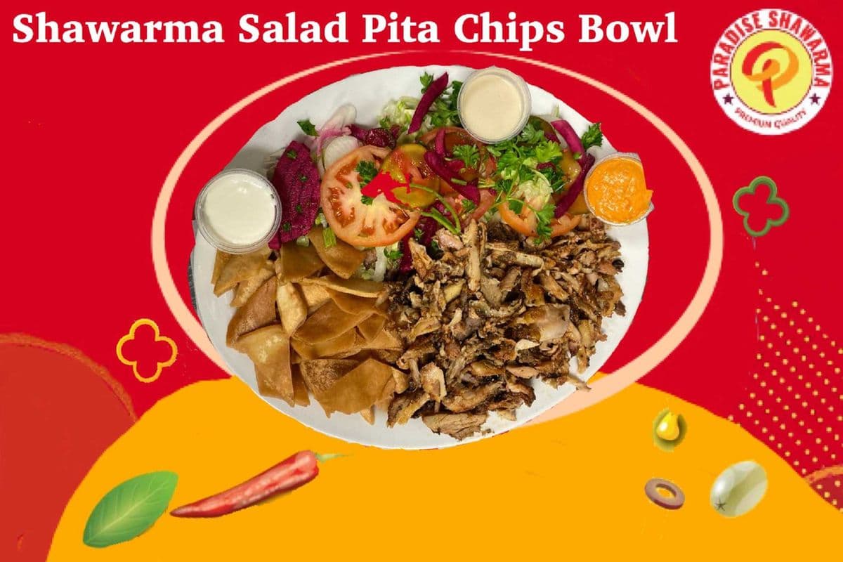 Shawarma, Salad, and Pita Chips Plate