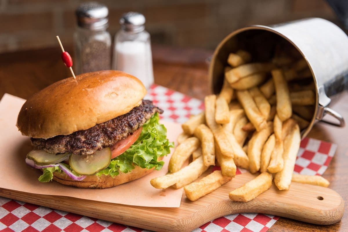 Beef Burger with Fries and Dip