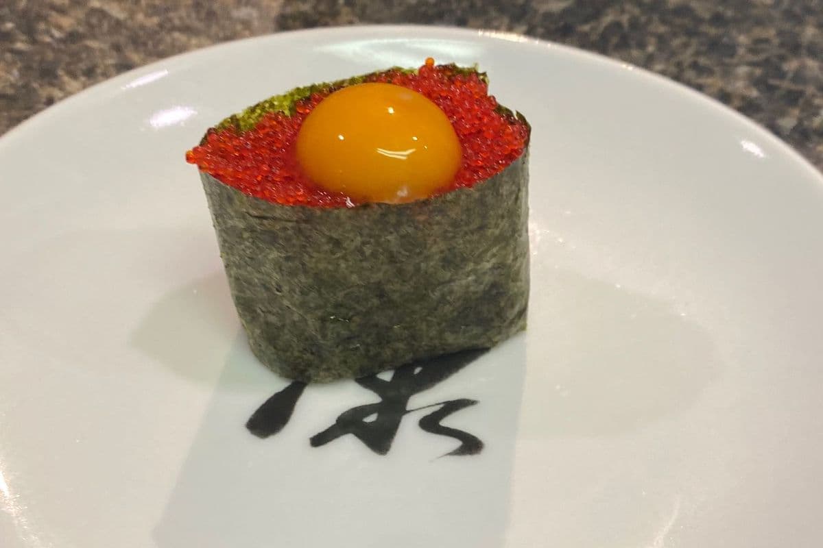 Tobiko with quail egg