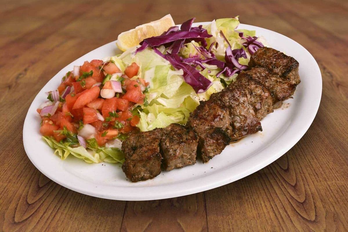 Beef Tikka Kabob Salad & Naan