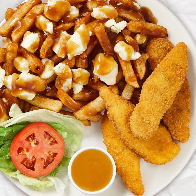 Lanières de poulet avec poutine