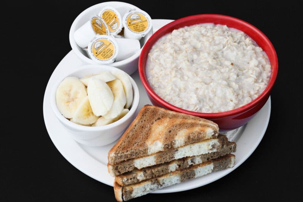 Big Bowl with Two Slices Toast Oatmeal