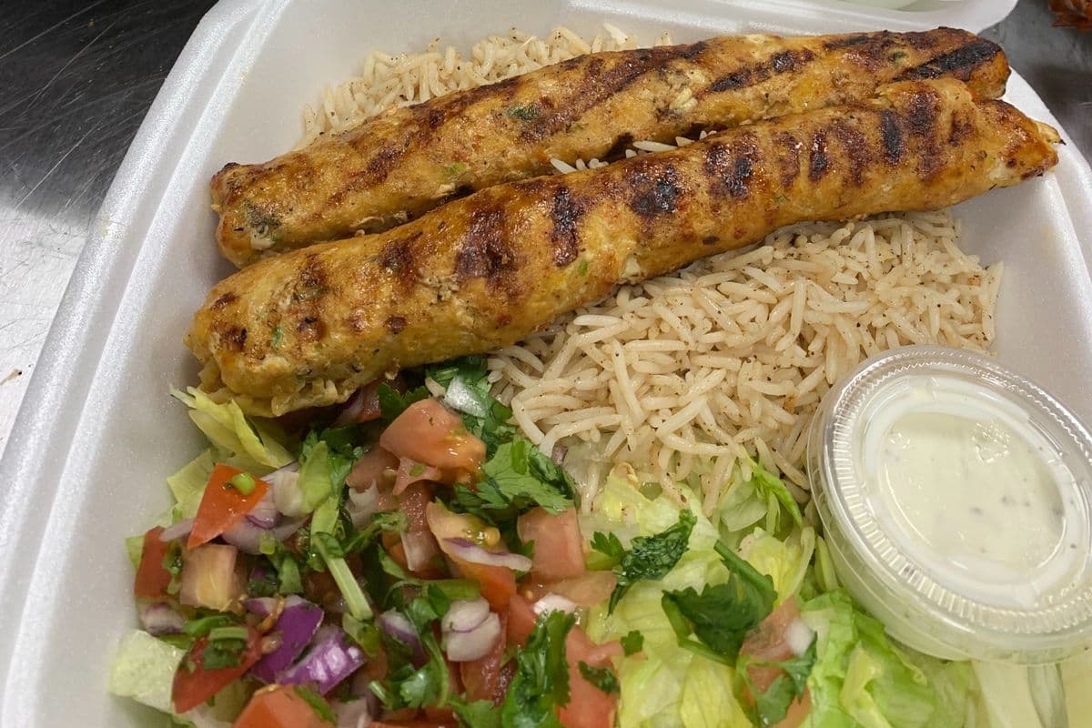 Chicken Kofta kabob plate
