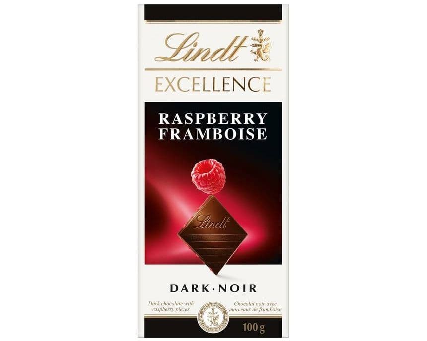 LINDT RASPBERRY DARK CHOCOLATE 100G