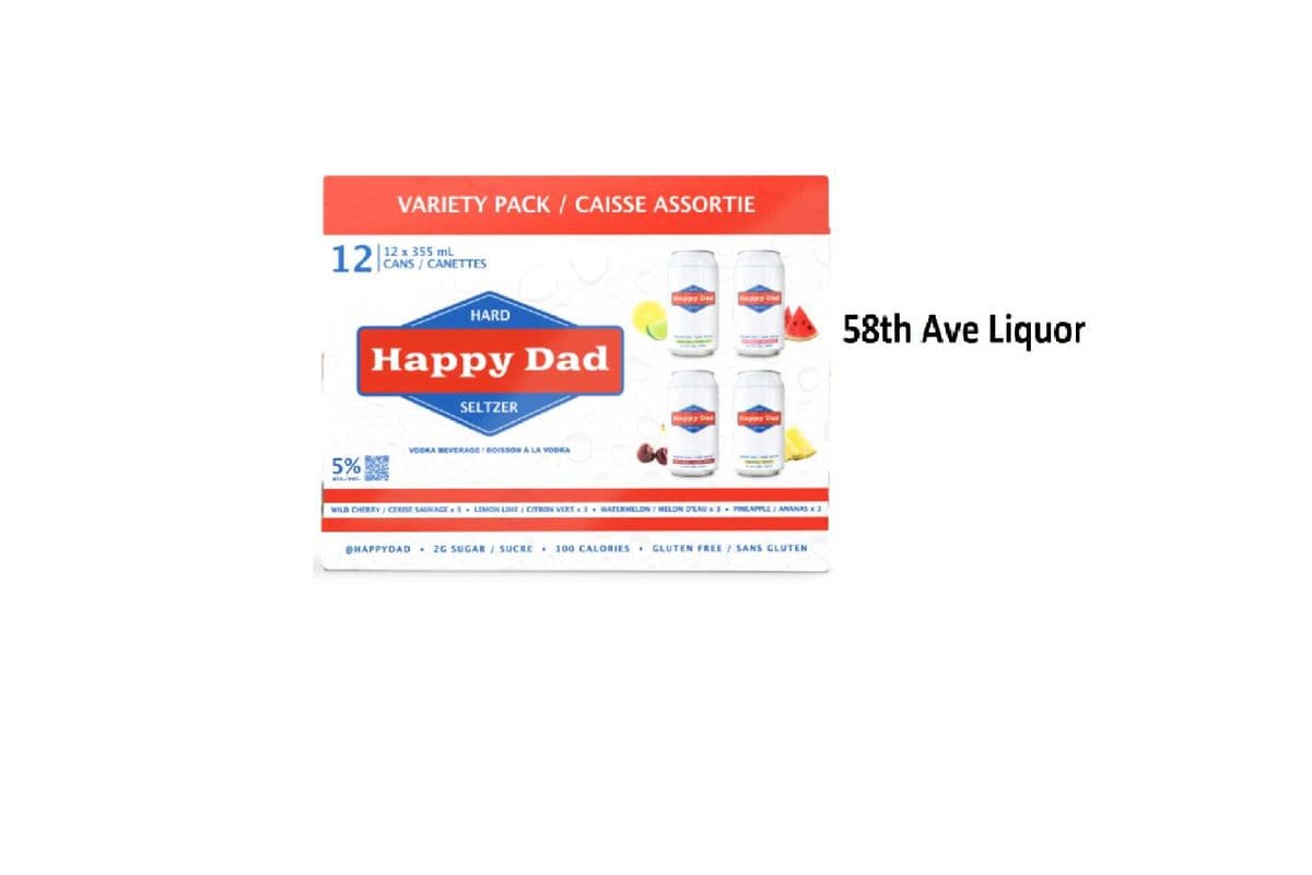 HAPPY DAD HARD SELTZER VARIETY PACK CANS (1 x 12x355ML)