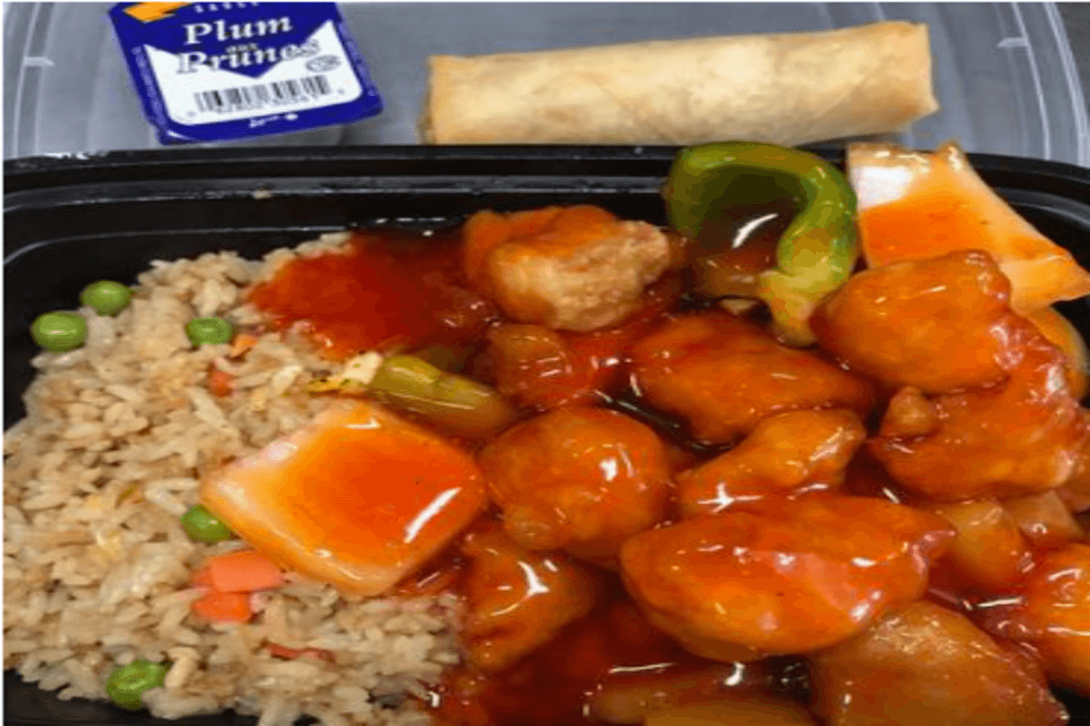 BOGO - Sweet and sour Chicken with fried Rice ( with spring rolls) 甜酸鸡饭,