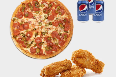 Medium Pizza and Wings