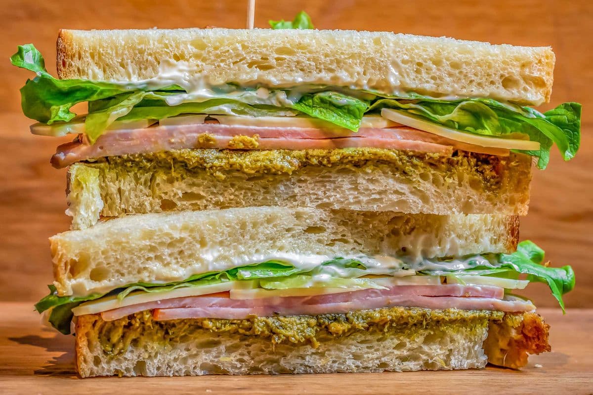 Ham Pesto and Swiss Sandwich