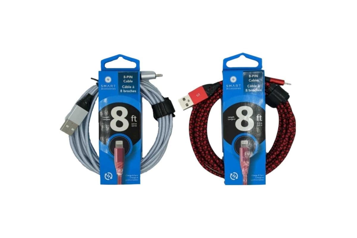 Smart Accessories 2-Tone PVC 6ft 8-Pin Charging Cable